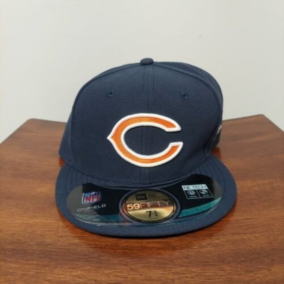 Chicago Bears NFL On-Field Sideline New Era 59FIFTY Fitted Hat C Logo Navy 7 3/8 - Picture 1 of 7